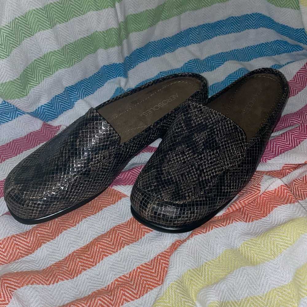 Snake Skin comfort mules
